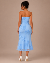 Robe Midi de Soirée Brodée Dos Nu, Preencess