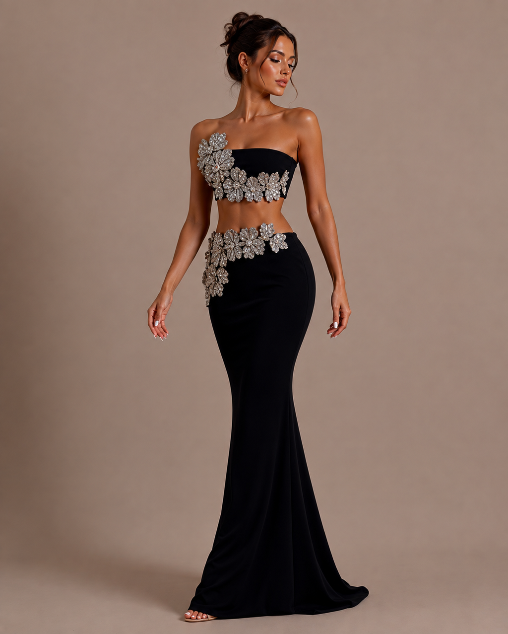 Ensemble bustier à strass et jupe longue moulante, Preencess