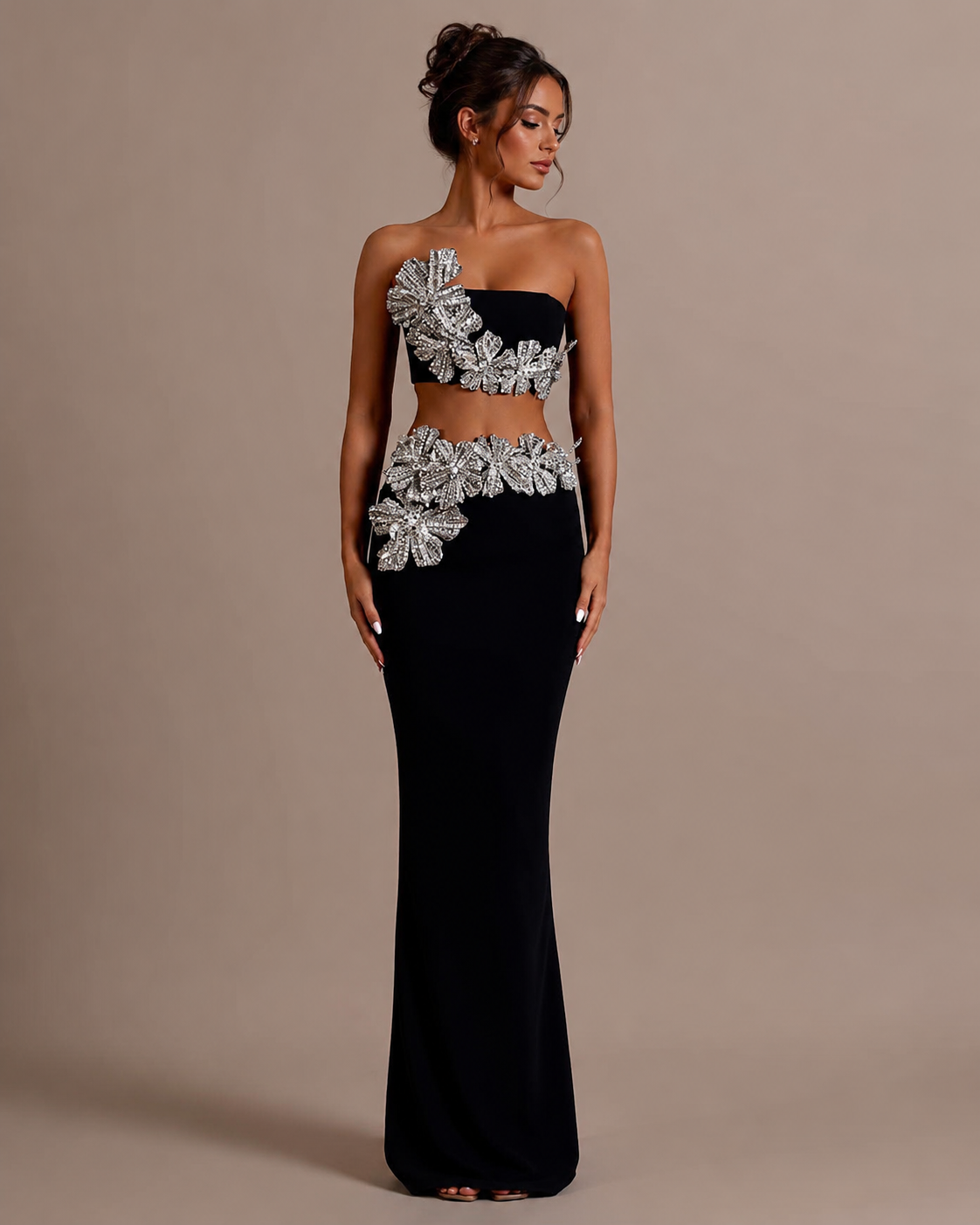 Ensemble bustier à strass et jupe longue moulante, Preencess