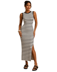Robe Midi en Maille Rayée Sans Manches, Preencess