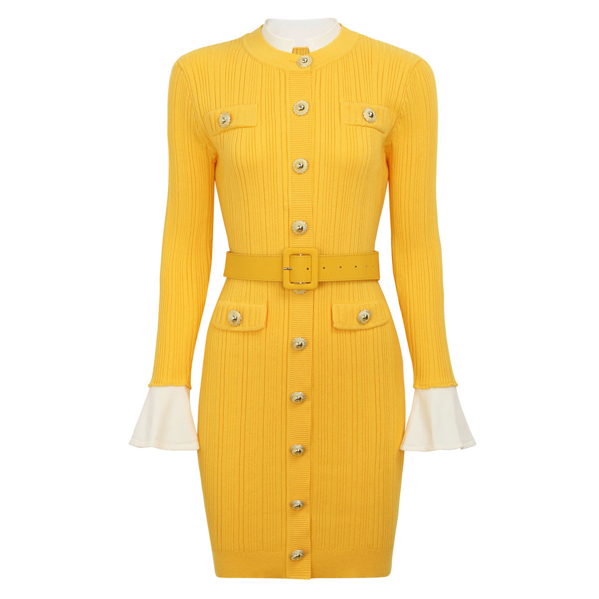 Robe en maille à manches évasées