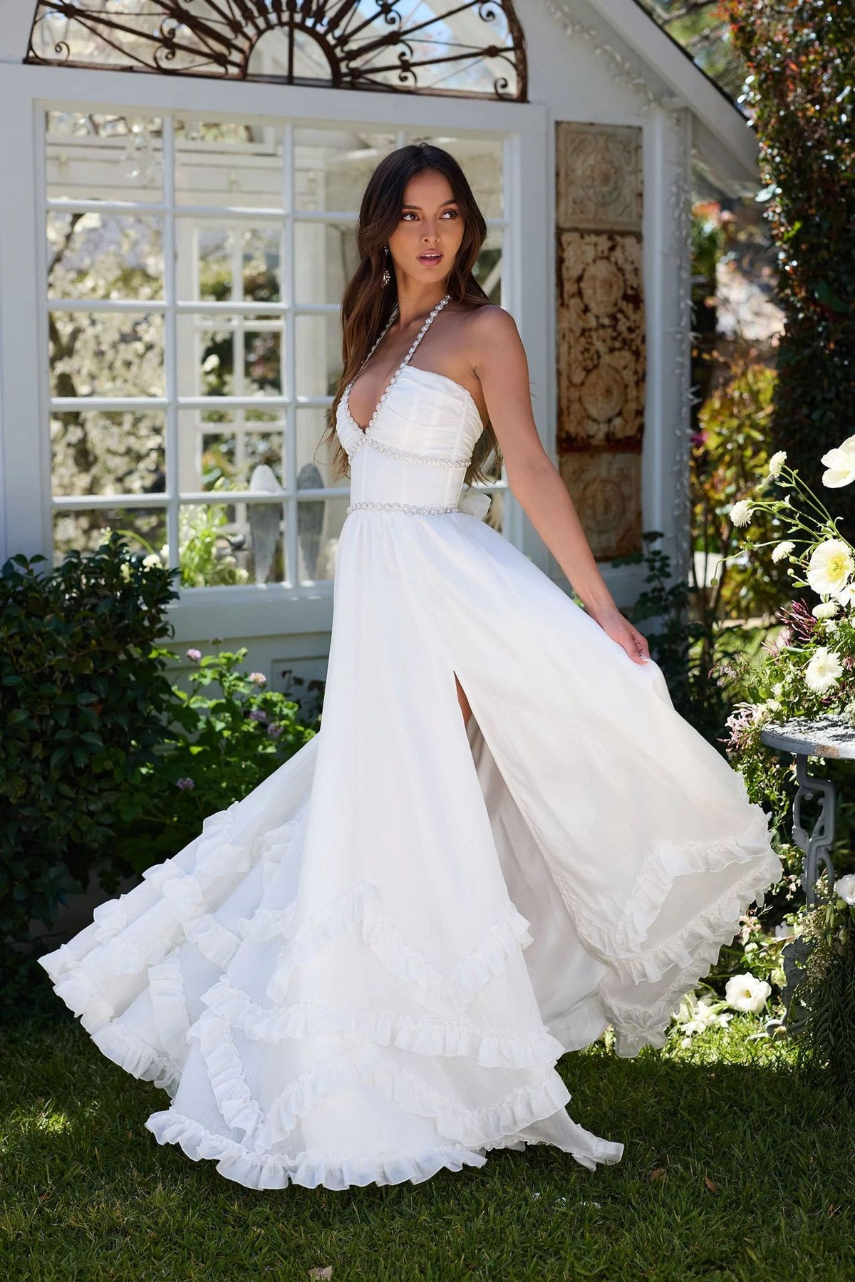 Robe fleurie à fines bretelles