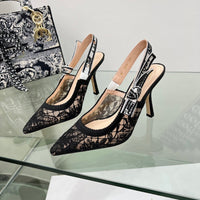 Lace Mesh Pointed Heeled Women Sandals