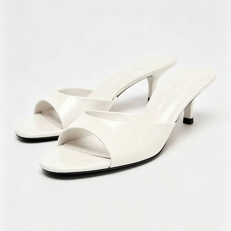 Mules à petit talon bout ouvert carré, Preencess