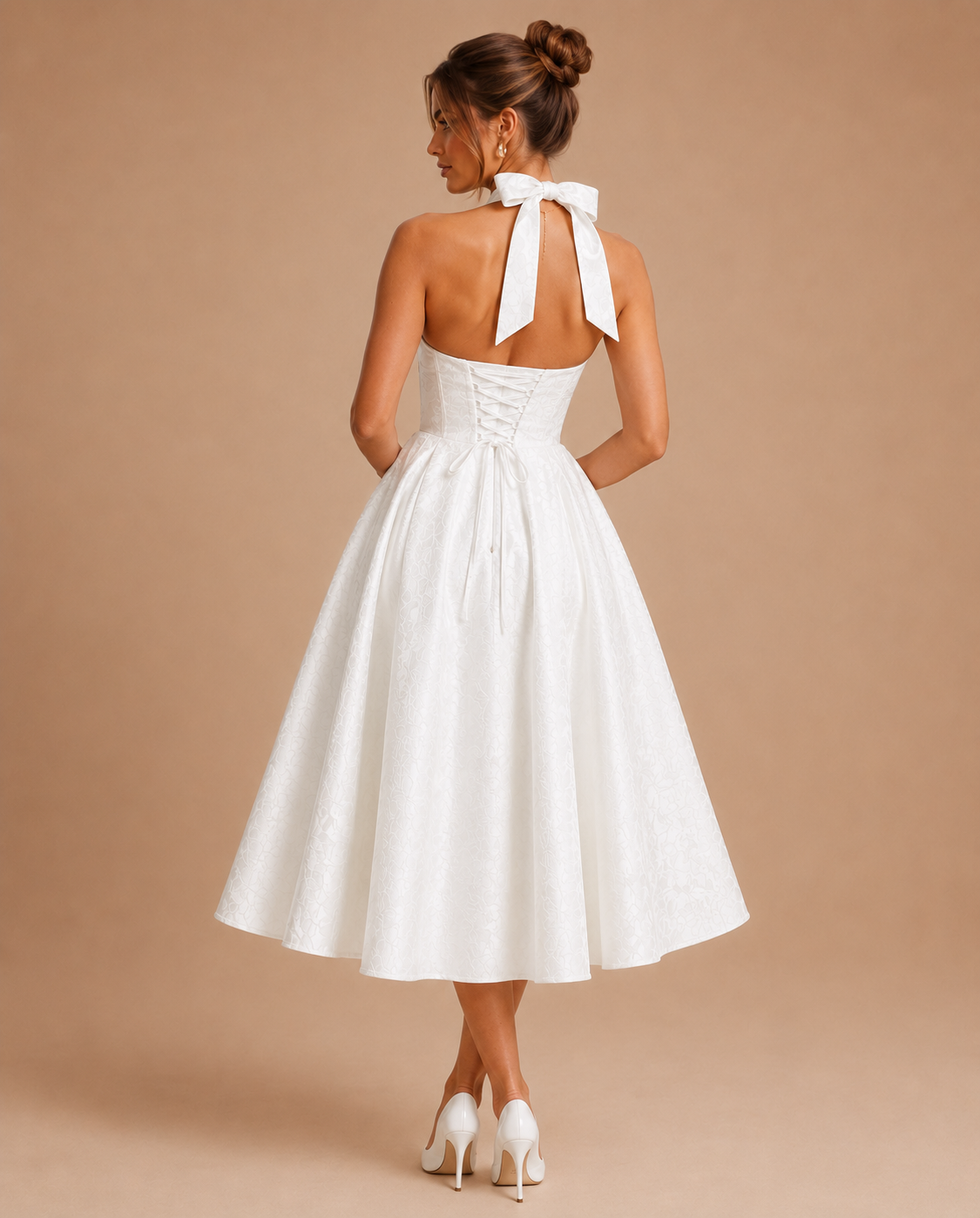 Robe de soirée en jacquard col licou, Preencess