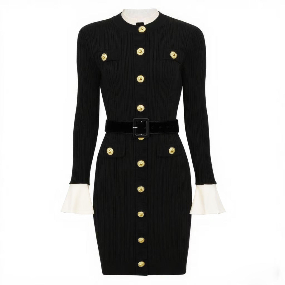 Robe en maille à manches évasées