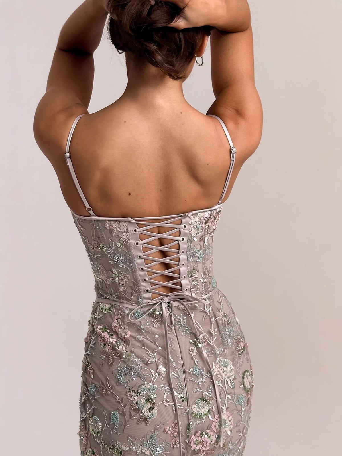 Robe Longue Bustier Dos Nu Fleurie, Preencess