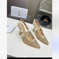 Lace Mesh Pointed Heeled Women Sandals