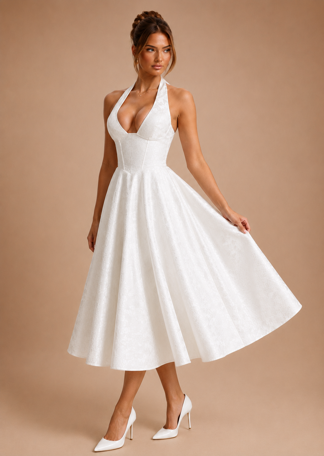 Robe de soirée en jacquard col licou, Preencess