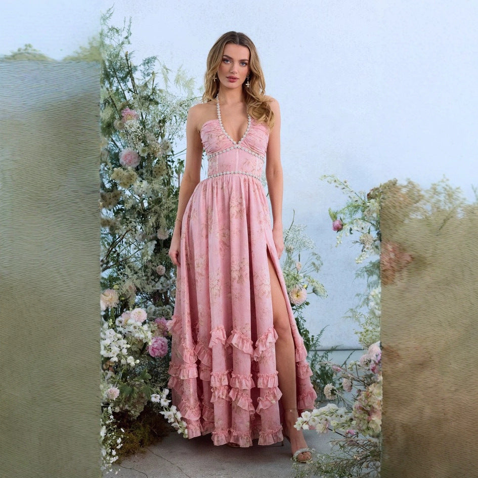Robe fleurie à fines bretelles