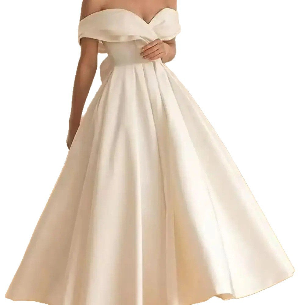 Robe de mariée épaules dénudées à nœud