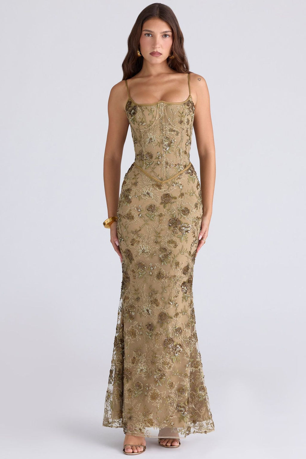 Robe Longue Bustier Dos Nu Fleurie, Preencess