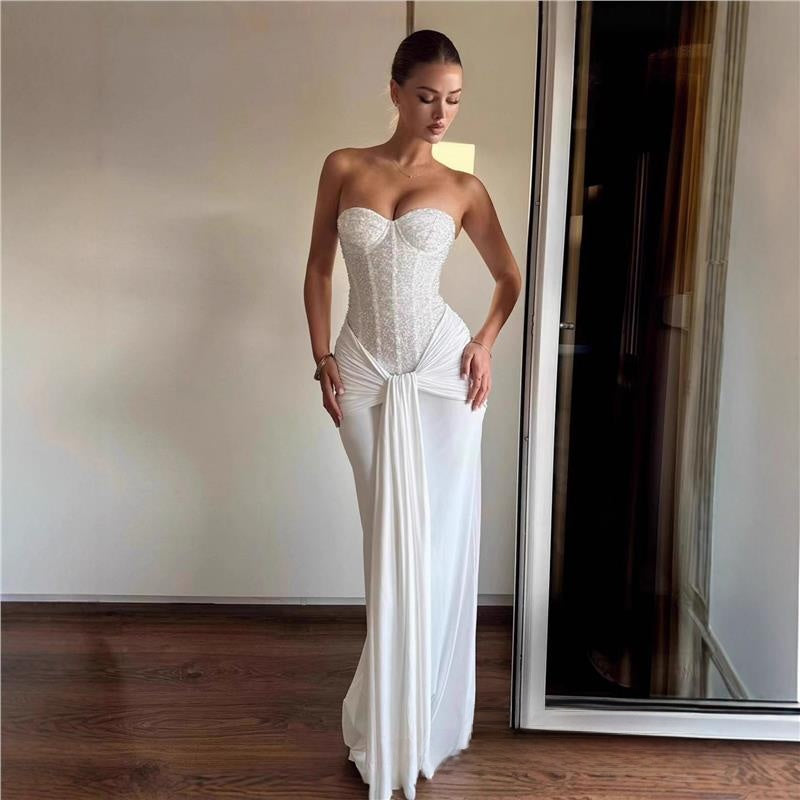 Robe de soirée moulante à sequins bustier, Preencess
