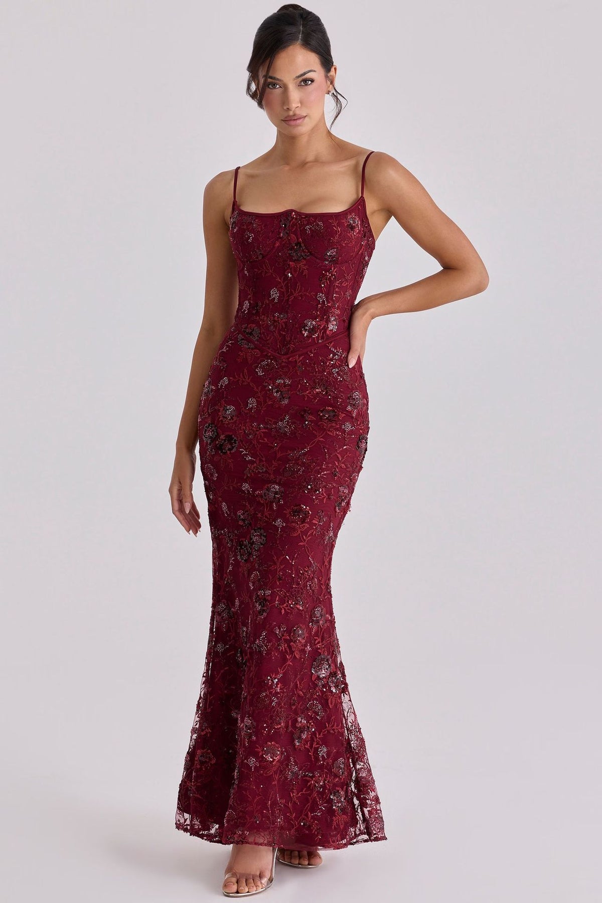 Robe Longue Bustier Dos Nu Fleurie, Preencess