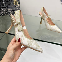 Lace Mesh Pointed Heeled Women Sandals