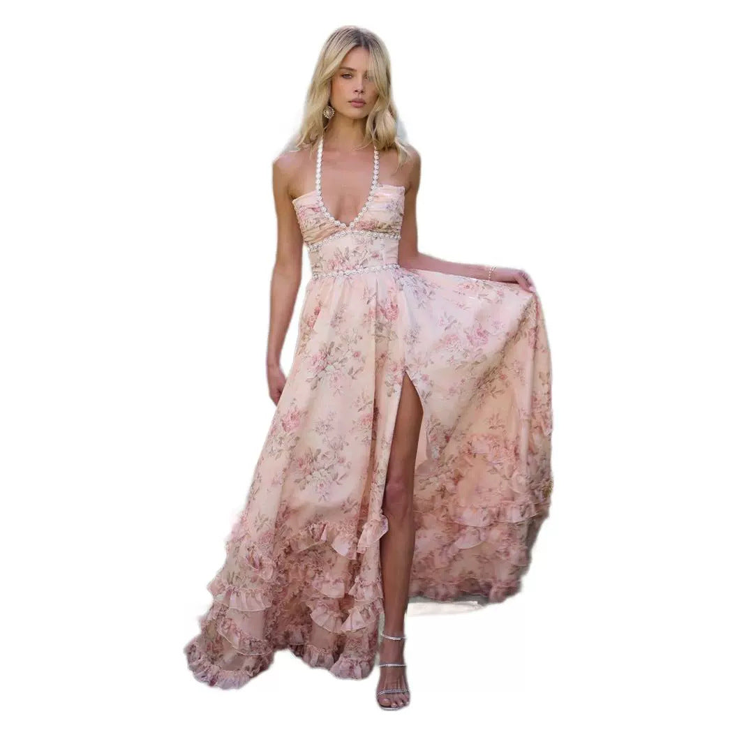 Robe fleurie à fines bretelles