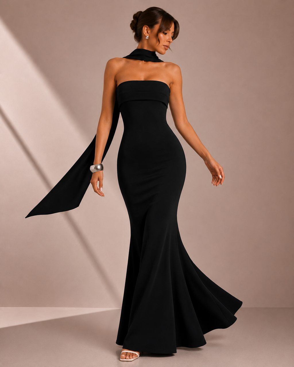 Robe Longue Bustier Taille Haute à Jupe Sirène, Preencess