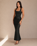 Robe Longue Corset Dos Nu Sans Manches, Preencess