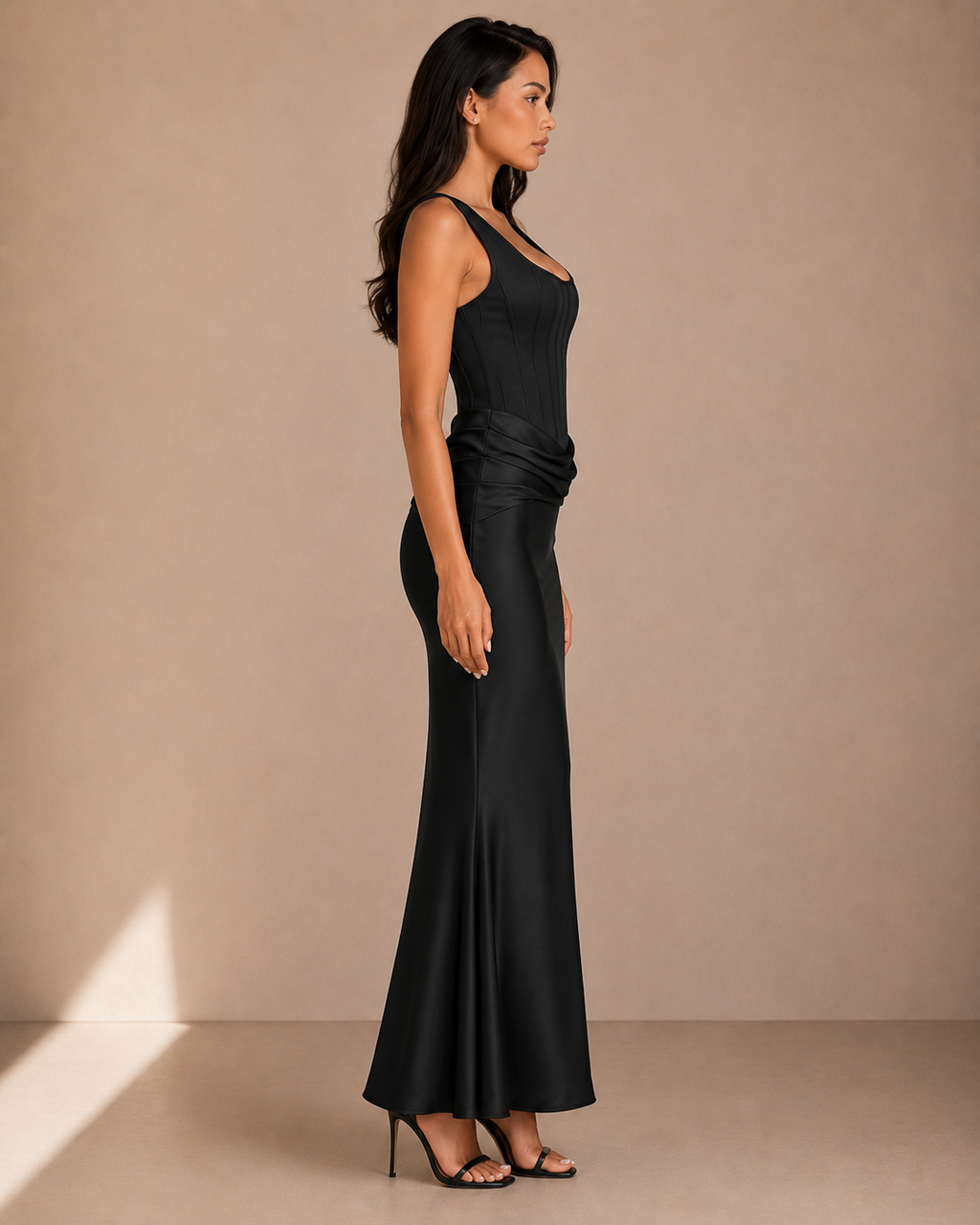 Robe Longue Corset Dos Nu Sans Manches, Preencess