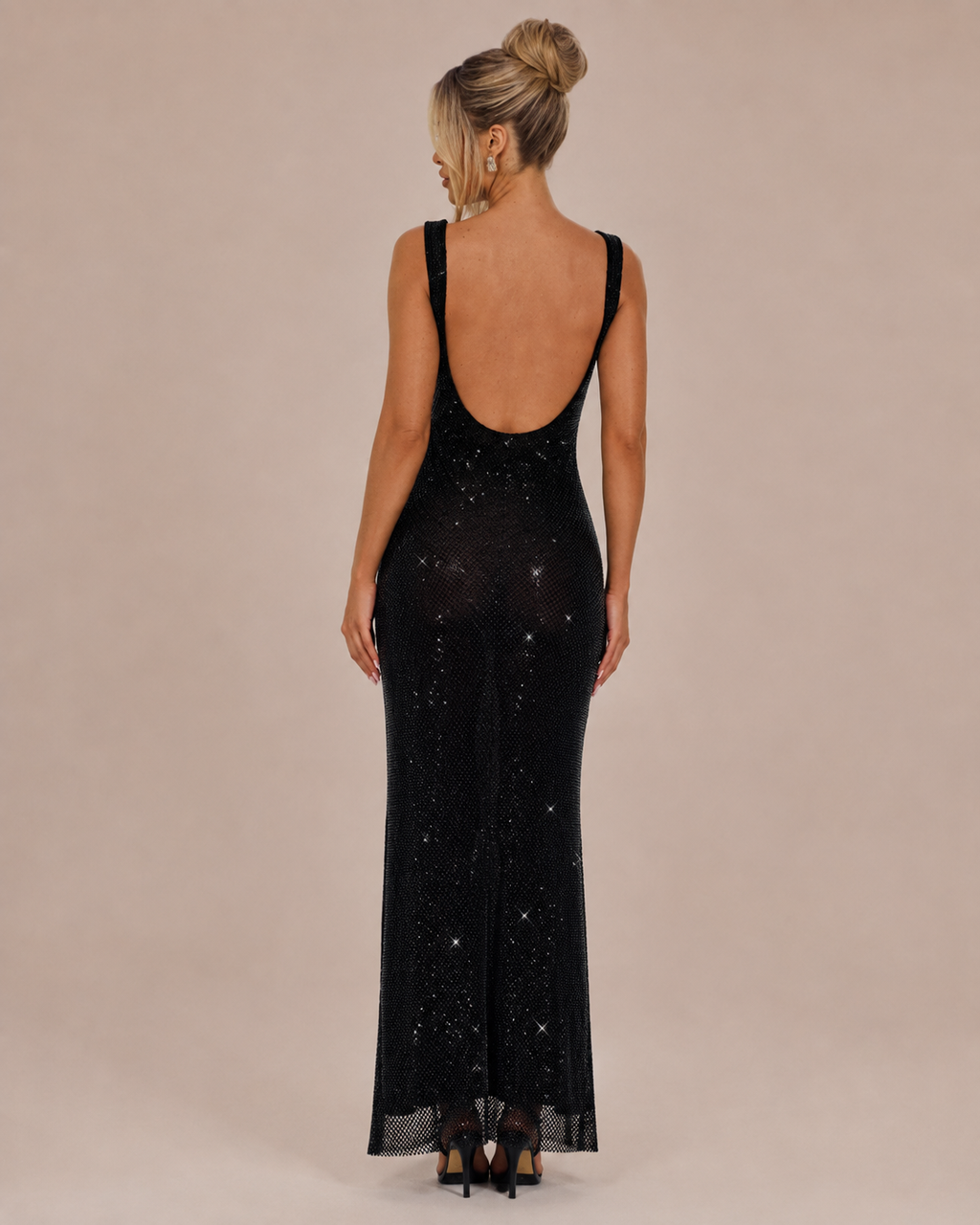 Robe Longue Moulante à Sequins et Strass Une Épaule, Preencess