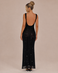 Robe Longue Moulante à Sequins et Strass Une Épaule, Preencess