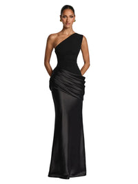 Robe Longue Sirène en Satin Une Épaule, Preencess
