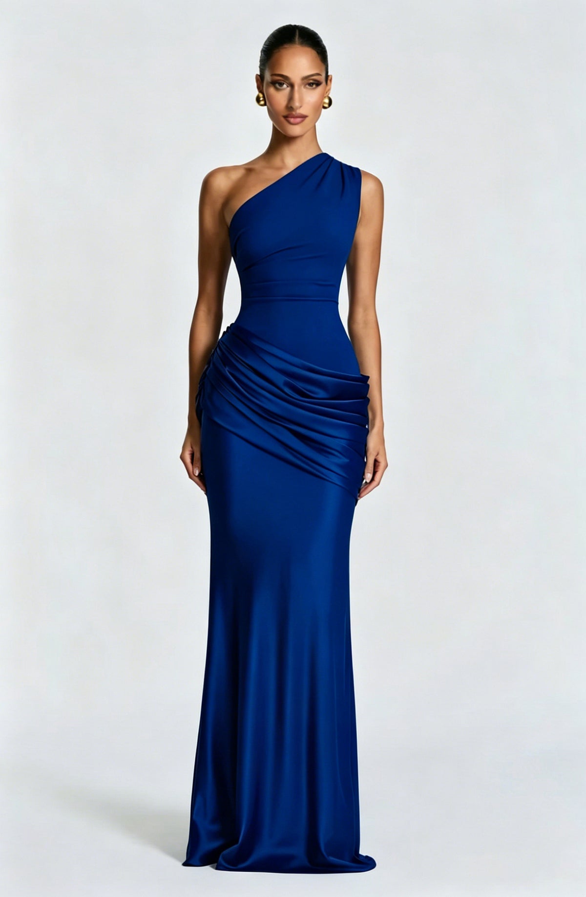 Robe Longue Sirène en Satin Une Épaule, Preencess