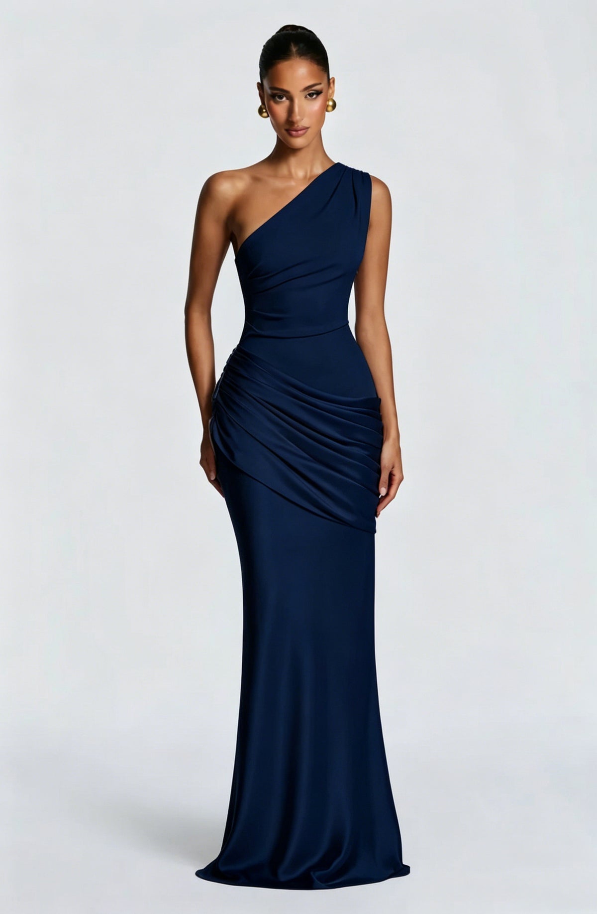 Robe Longue Sirène en Satin Une Épaule, Preencess