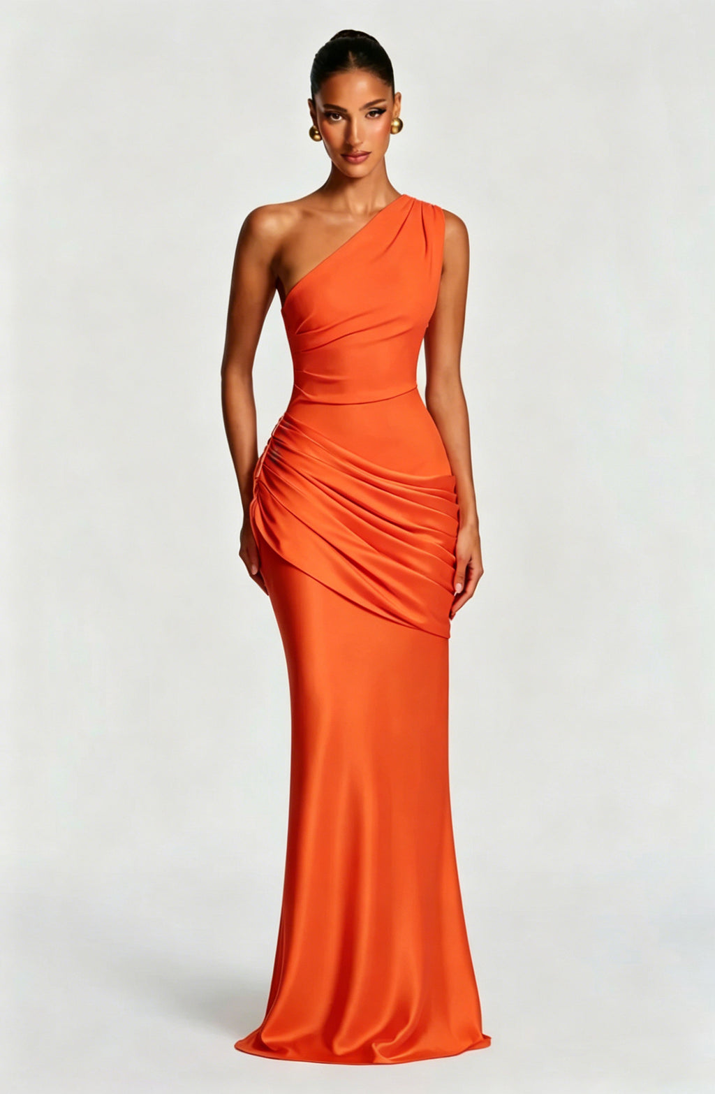 Robe Longue Sirène en Satin Une Épaule, Preencess