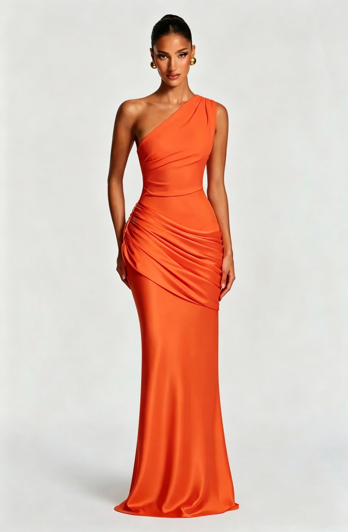 Robe Longue Sirène en Satin Une Épaule, Preencess
