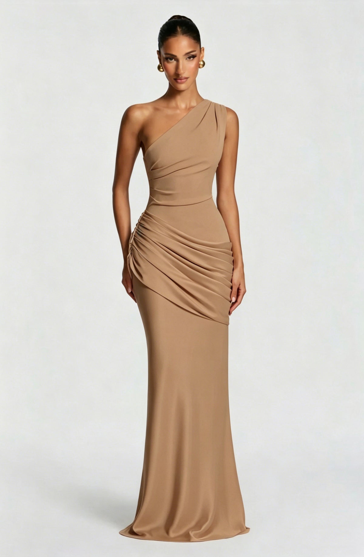 Robe Longue Sirène en Satin Une Épaule, Preencess