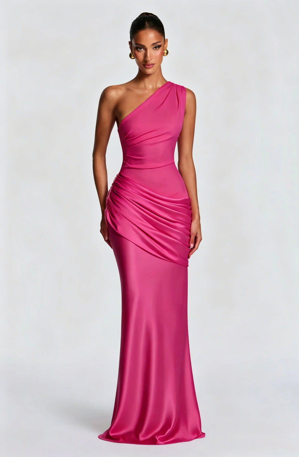 Robe Longue Sirène en Satin Une Épaule, Preencess