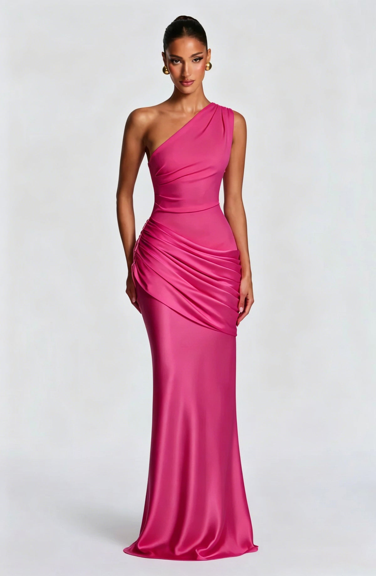 Robe Longue Sirène en Satin Une Épaule, Preencess