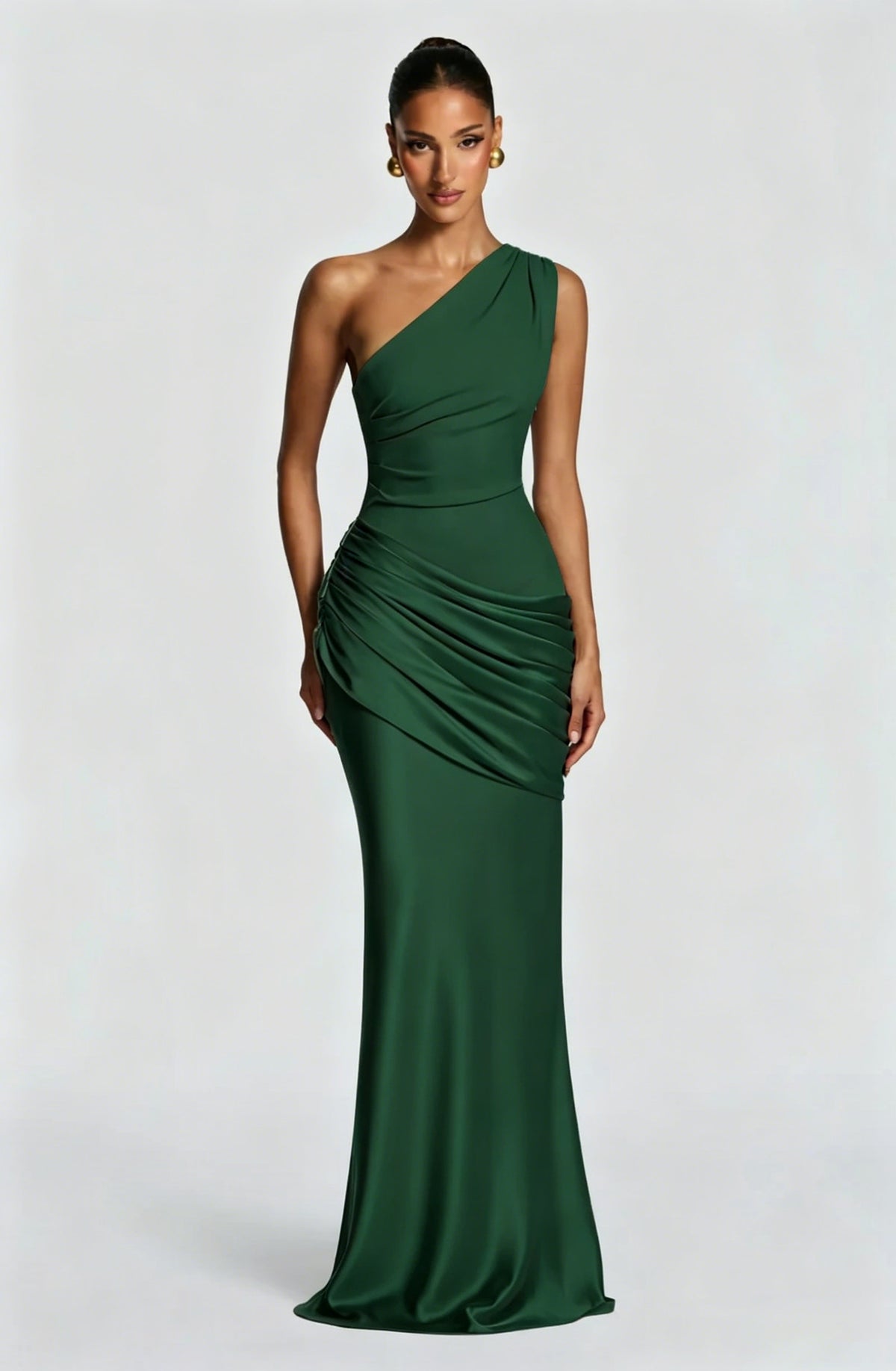 Robe Longue Sirène en Satin Une Épaule, Preencess