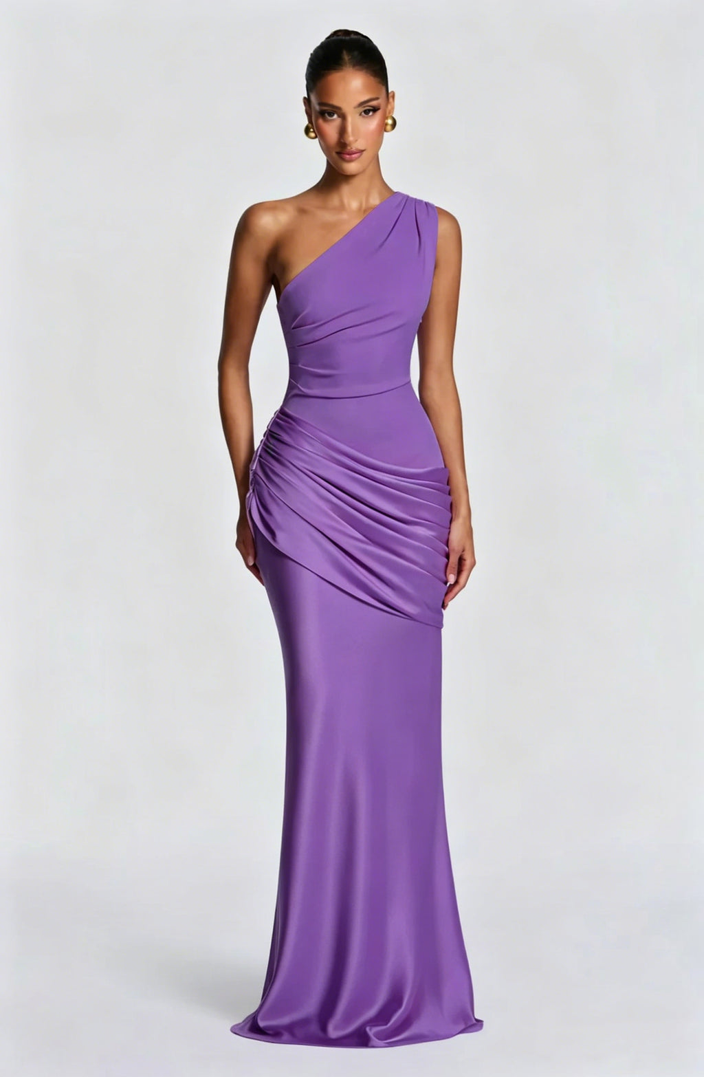 Robe Longue Sirène en Satin Une Épaule, Preencess
