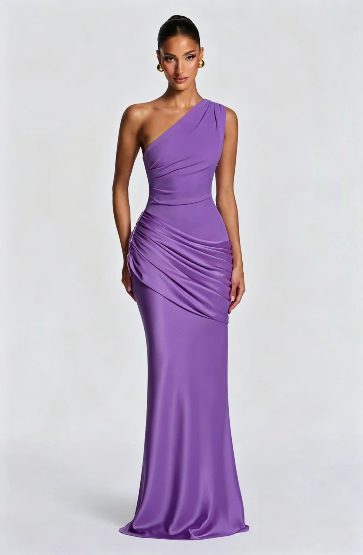 Robe Longue Sirène en Satin Une Épaule, Preencess