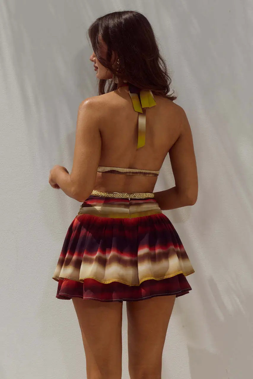 Robe Mini Dos Nu Imprimée à Bretelles, Preencess